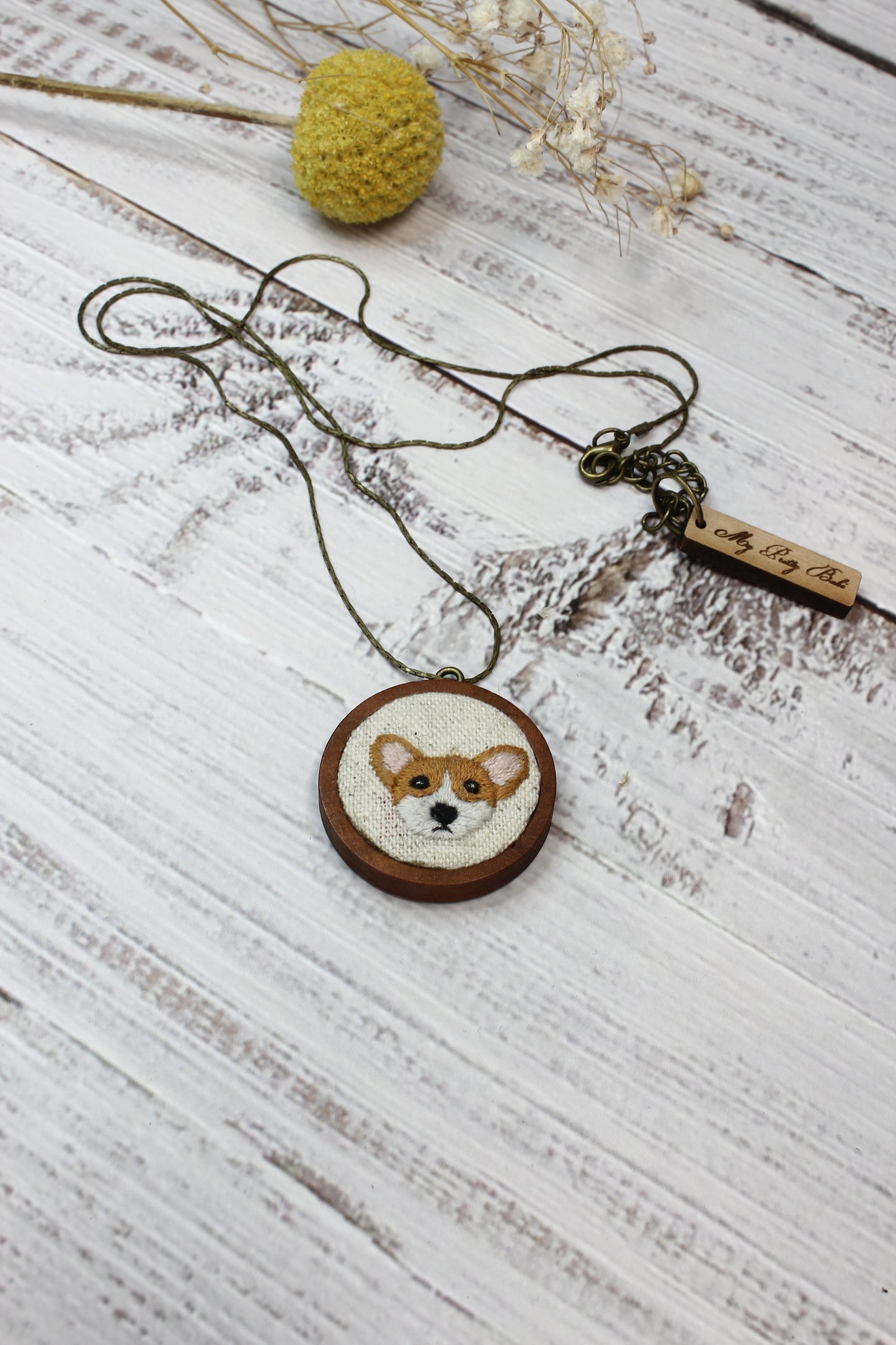 Embroidery Corgi Necklace