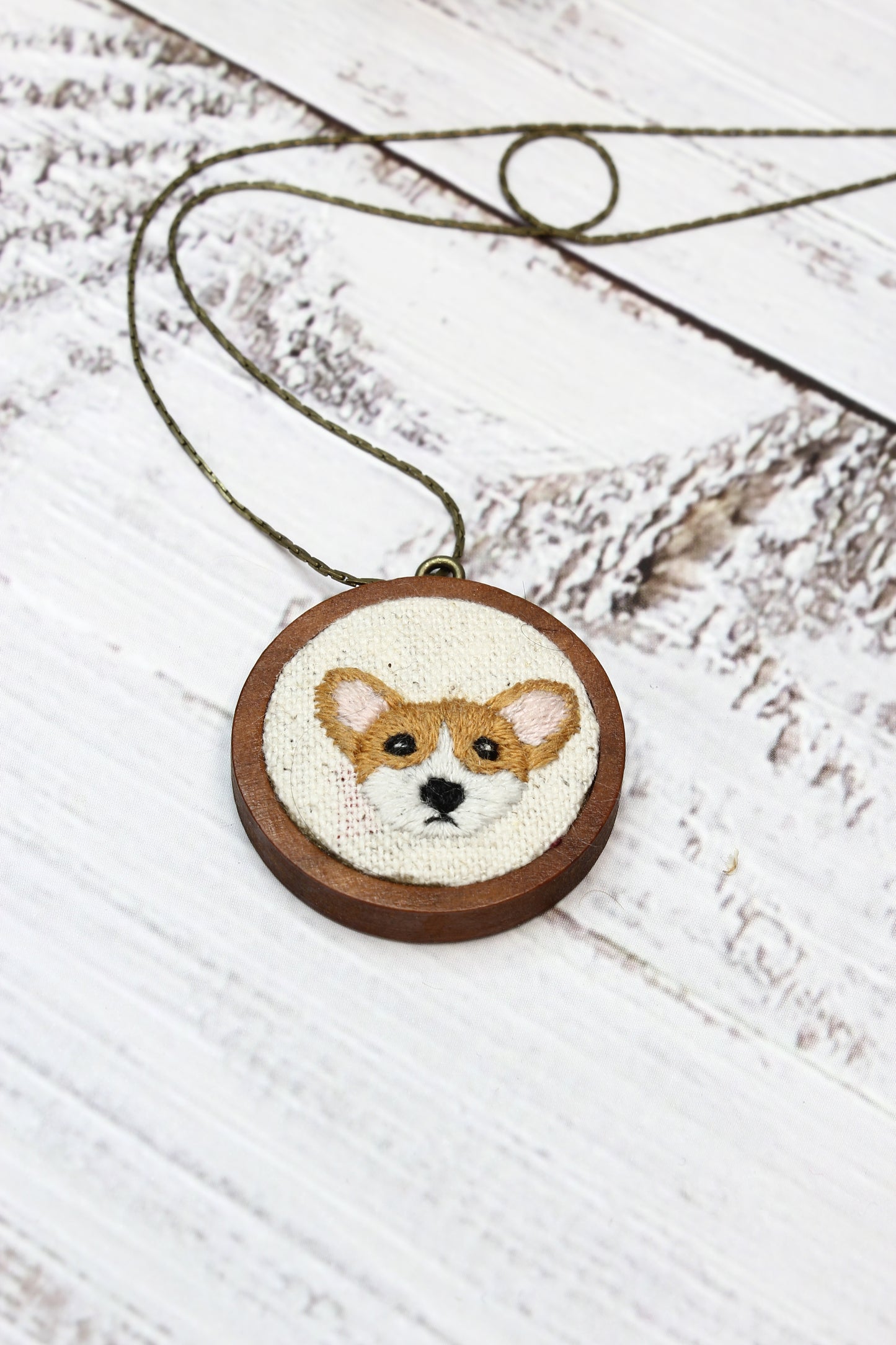 Embroidery Corgi Necklace