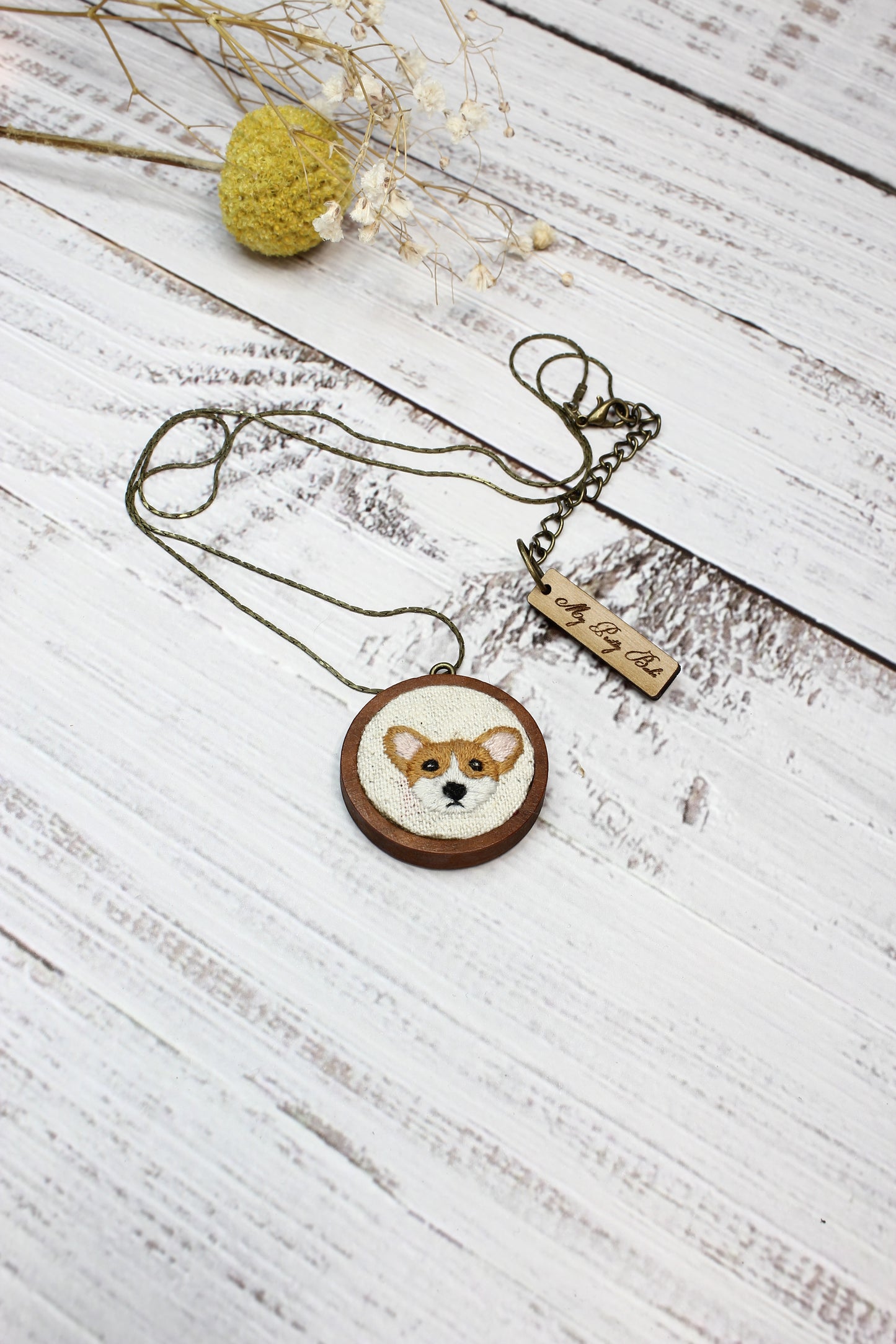 Embroidery Corgi Necklace