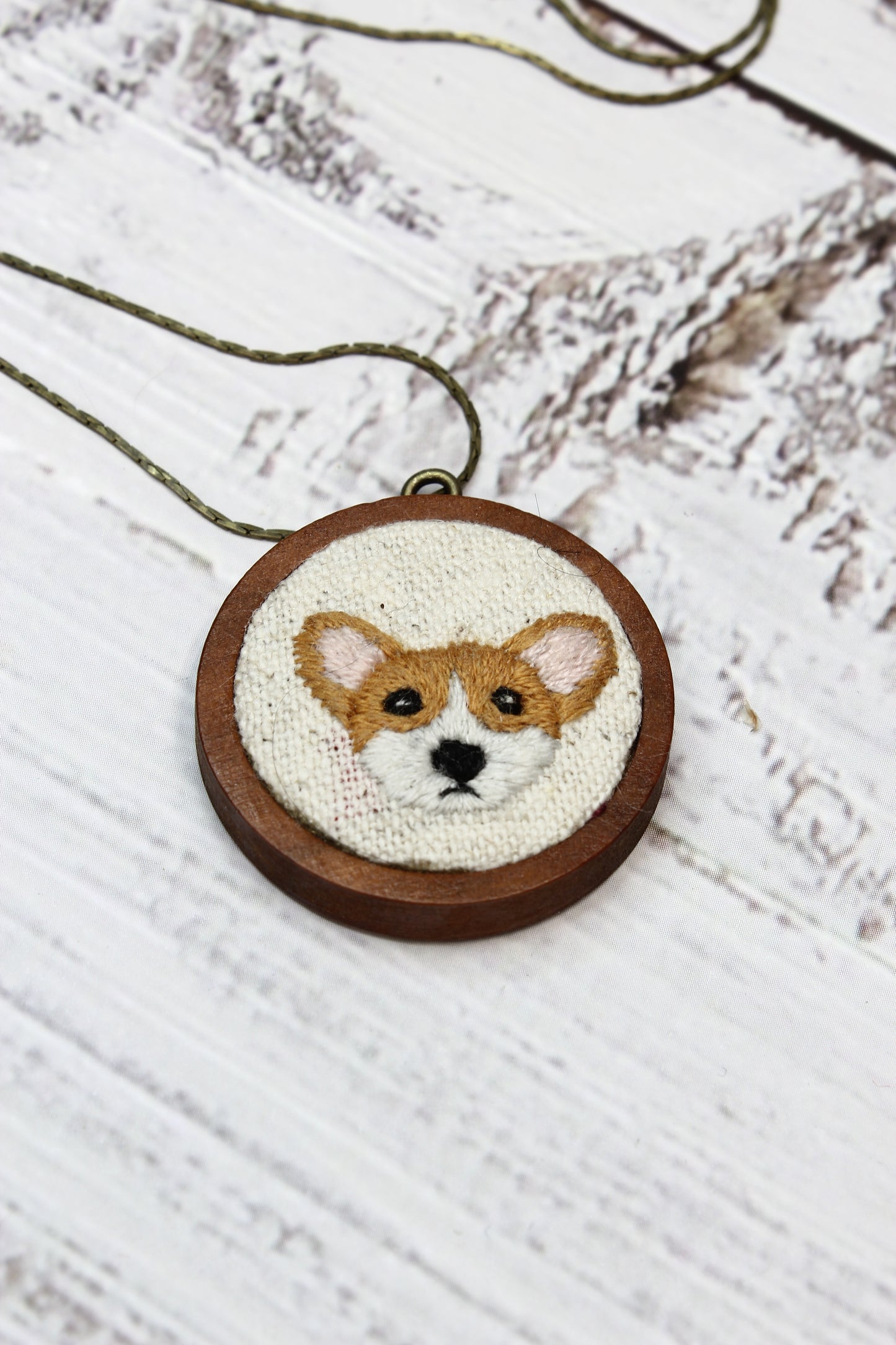 Embroidery Corgi Necklace