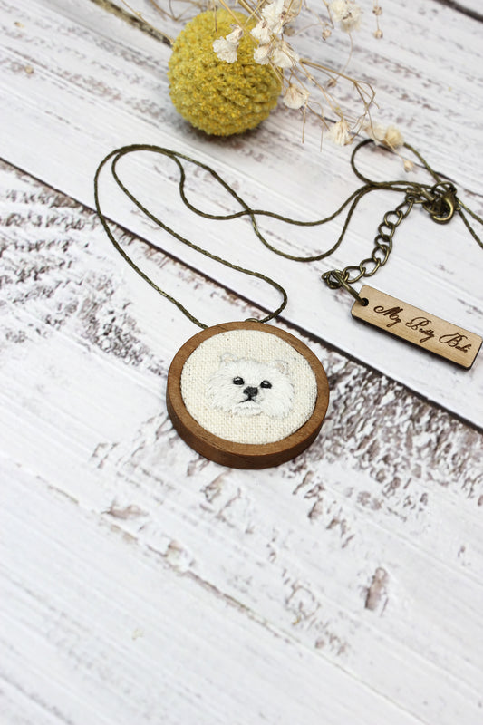 Embroidery Pomeranian Dog Necklace