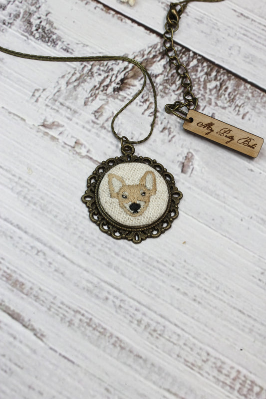 Embroidery Chihuahua Necklace #221B