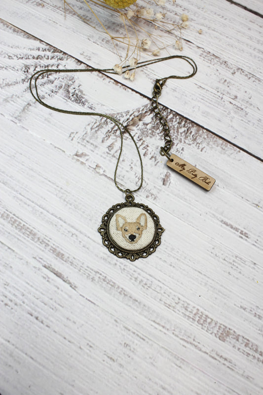Embroidery Chihuahua Necklace #221B