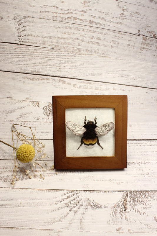 Embroidery Stumpwork Framed Bee