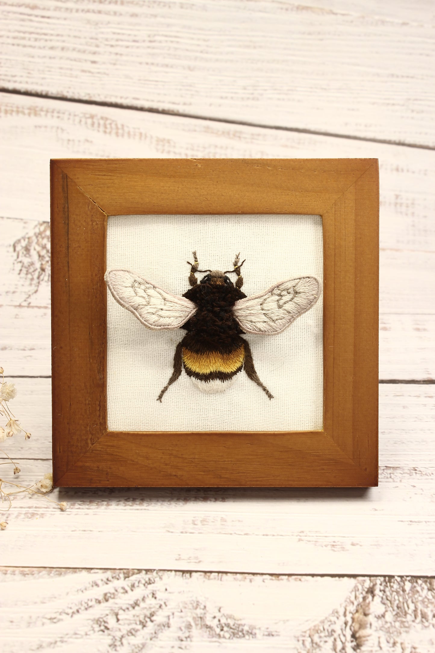 Embroidery Stumpwork Framed Bee