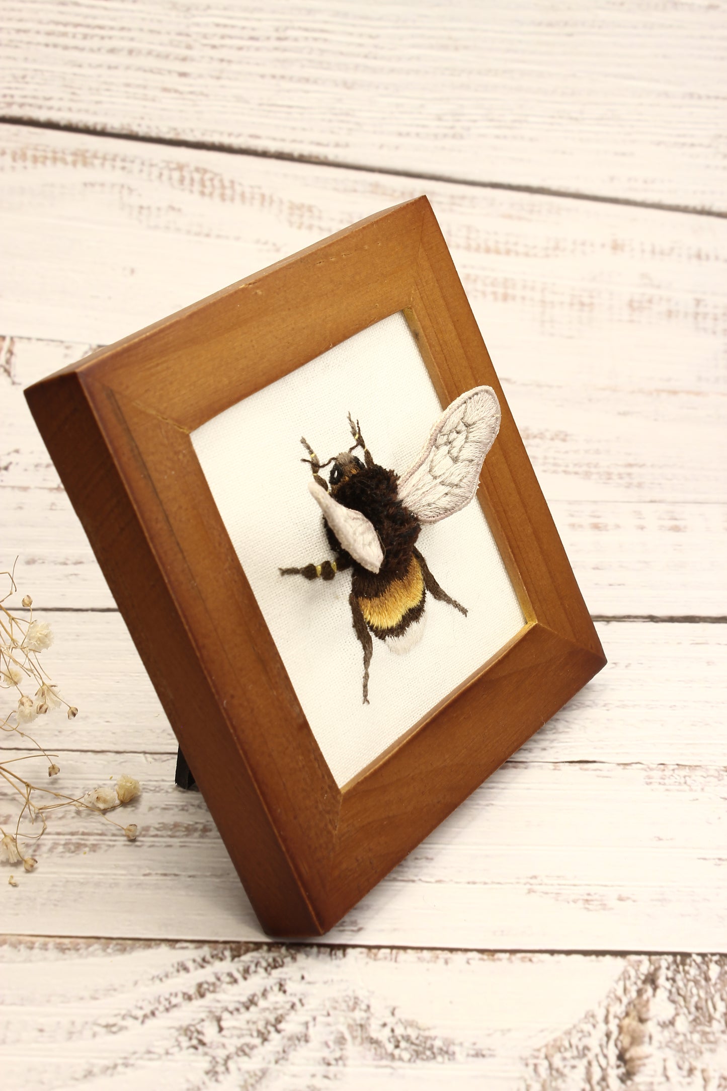 Embroidery Stumpwork Framed Bee