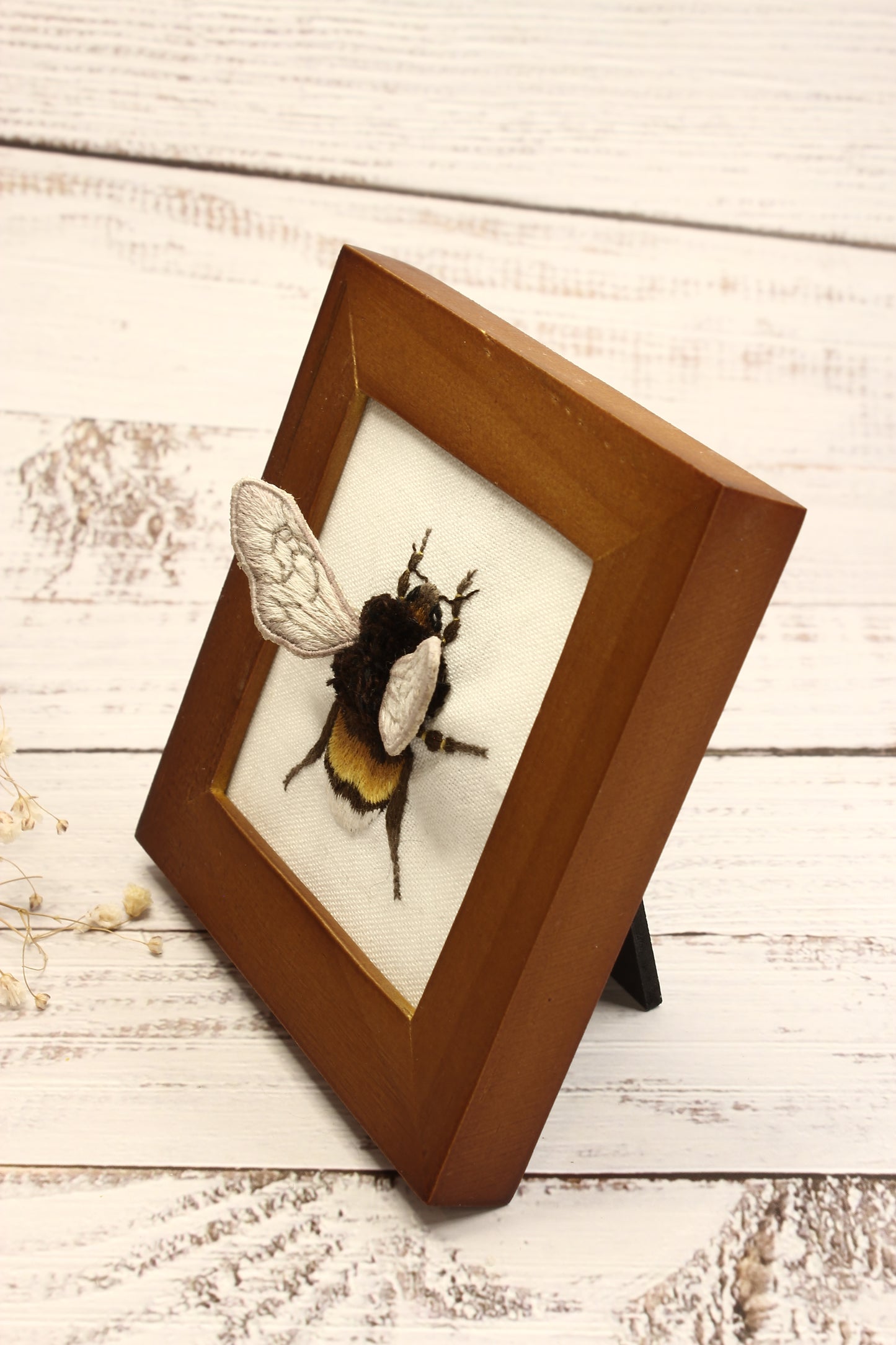 Embroidery Stumpwork Framed Bee