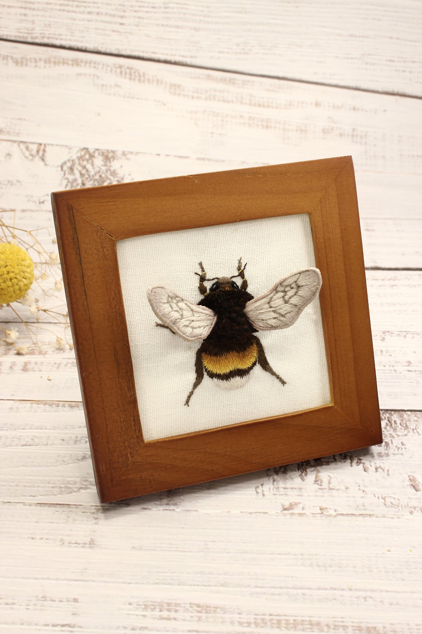 Embroidery Stumpwork Framed Bee