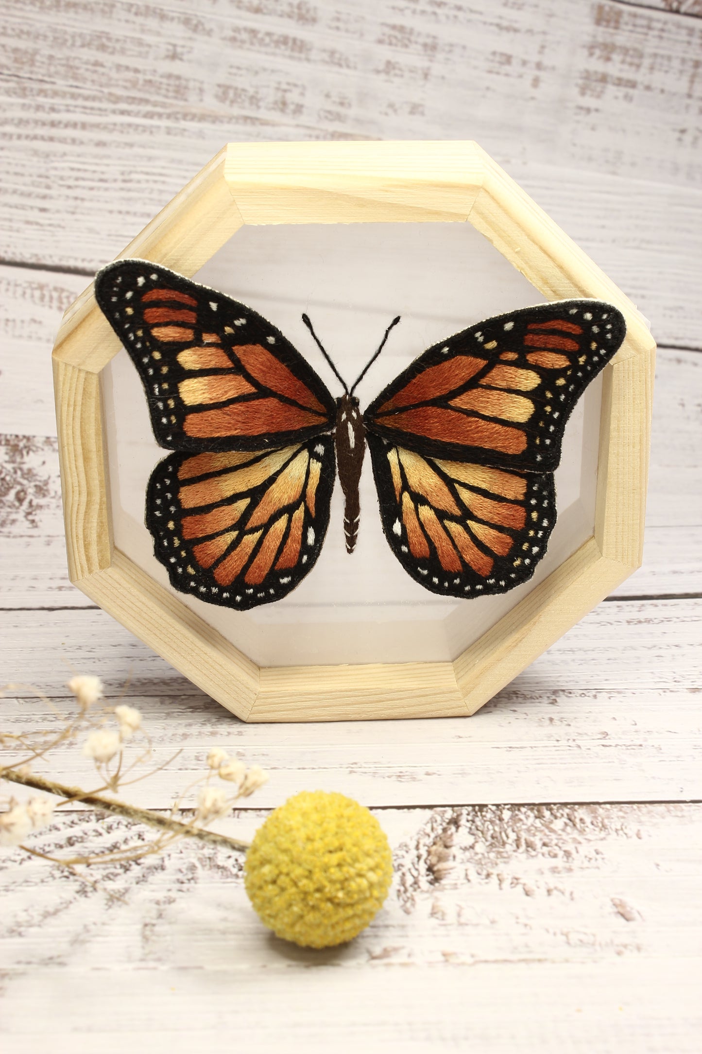 Embroidery Stumpwork Framed Monarch Butterfly