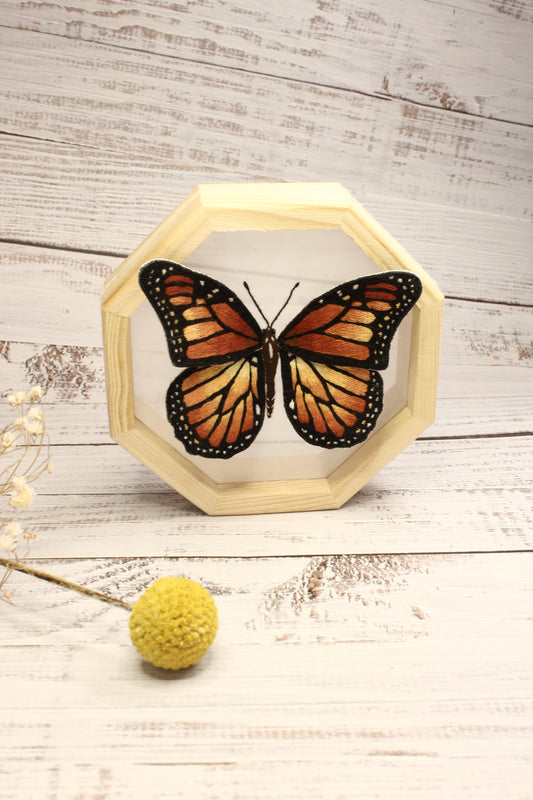 Embroidery Stumpwork Framed Monarch Butterfly