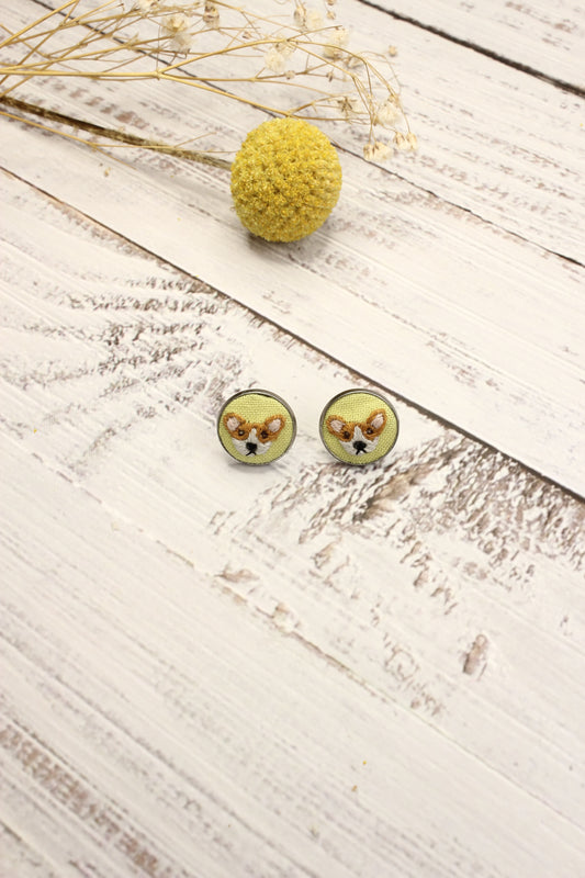 Embroidery Corgi Studs #51A