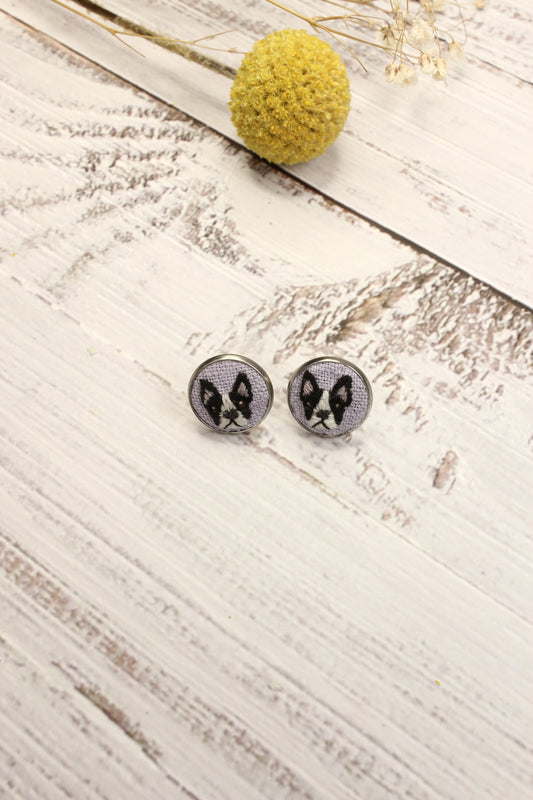 Embroidery Boston Terrier Studs #219B