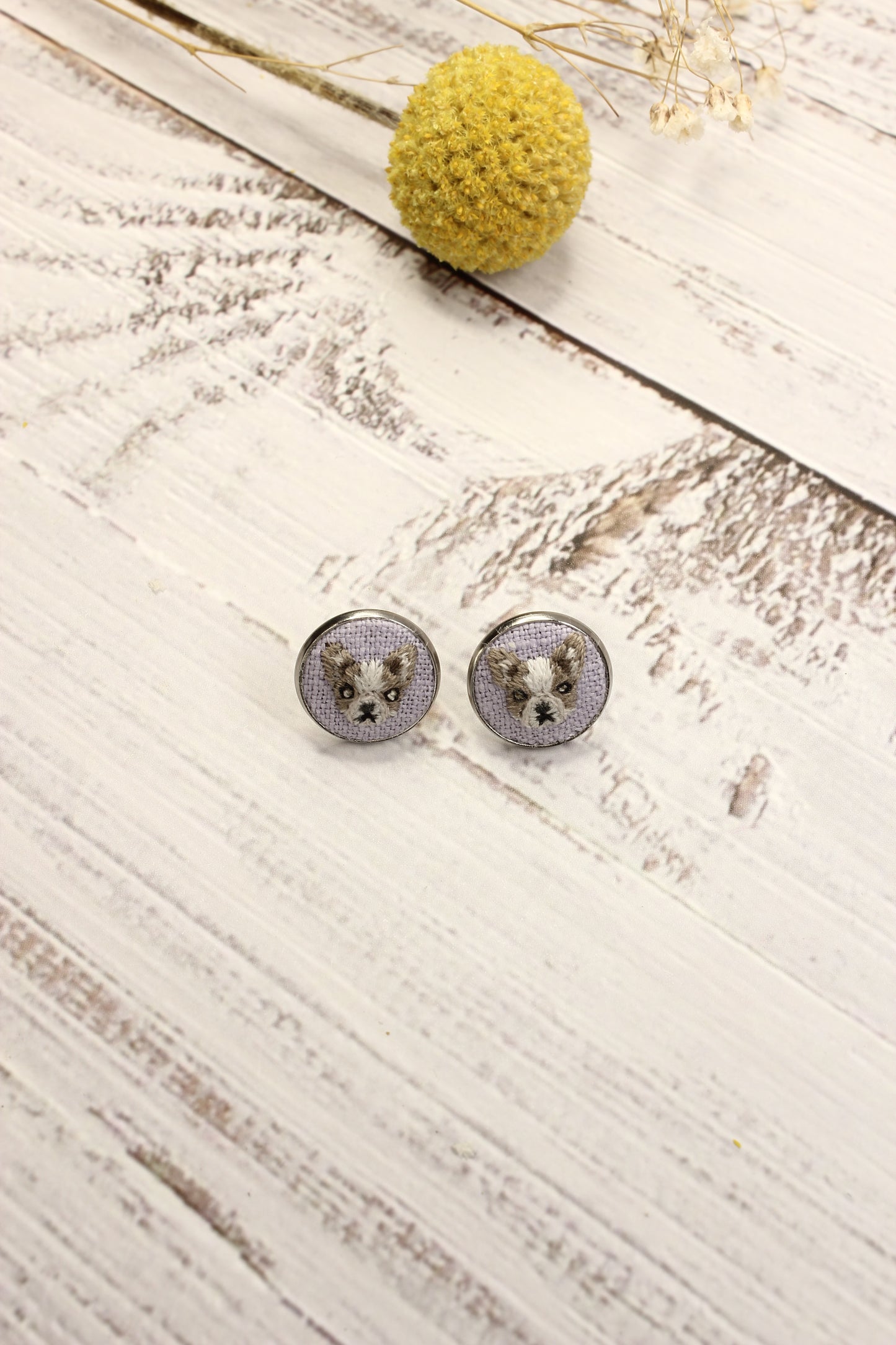 Embroidery French Bulldog Studs #87A