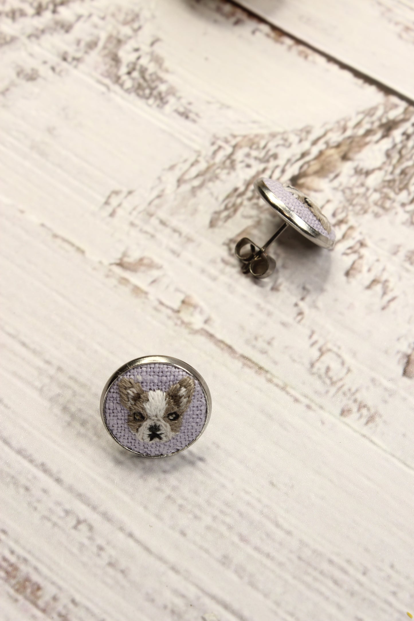 Embroidery French Bulldog Studs #87A