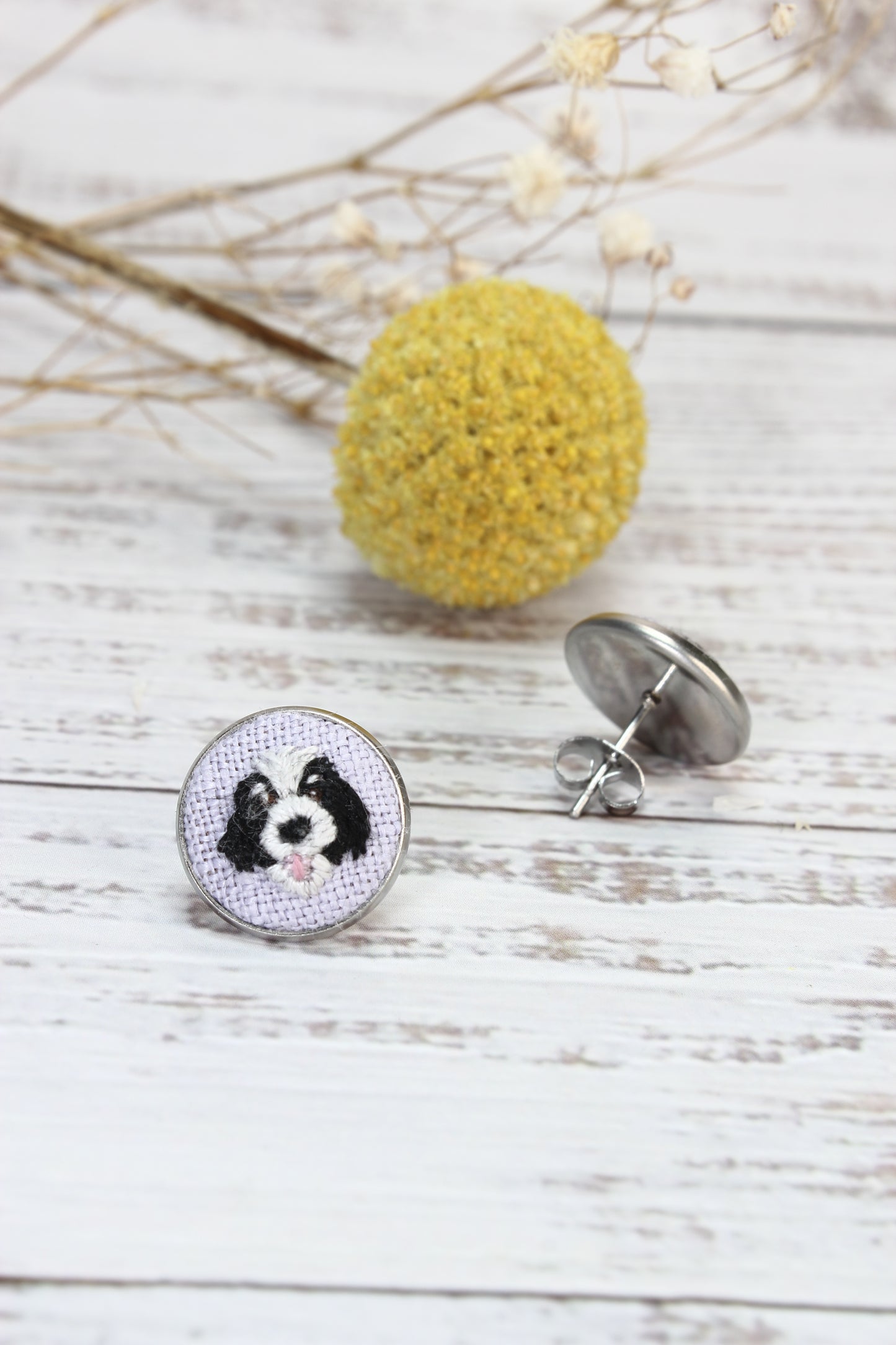 Embroidery Bernedoodle Studs #4