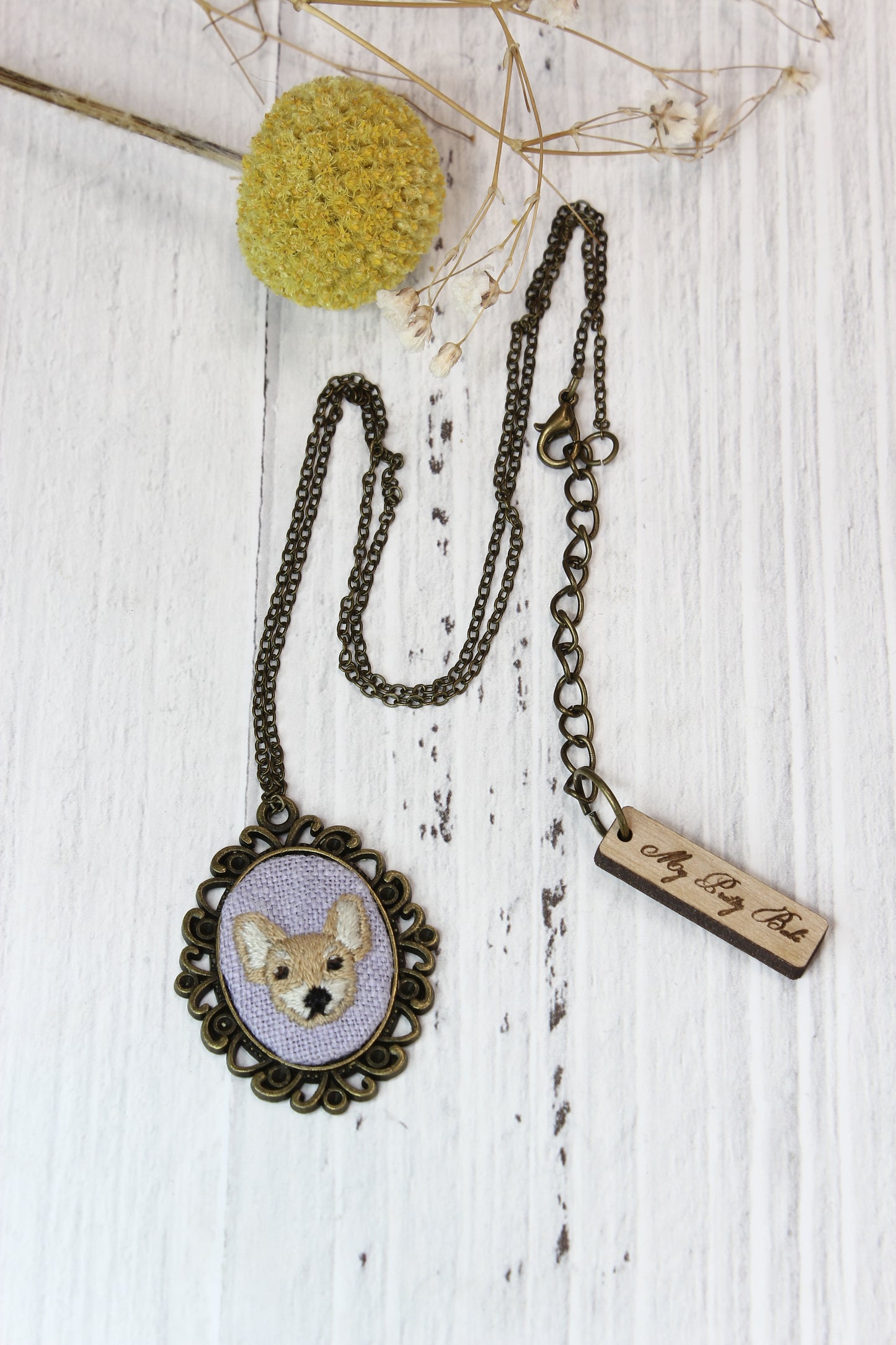 Embroidery Chihuahua Necklace #221C