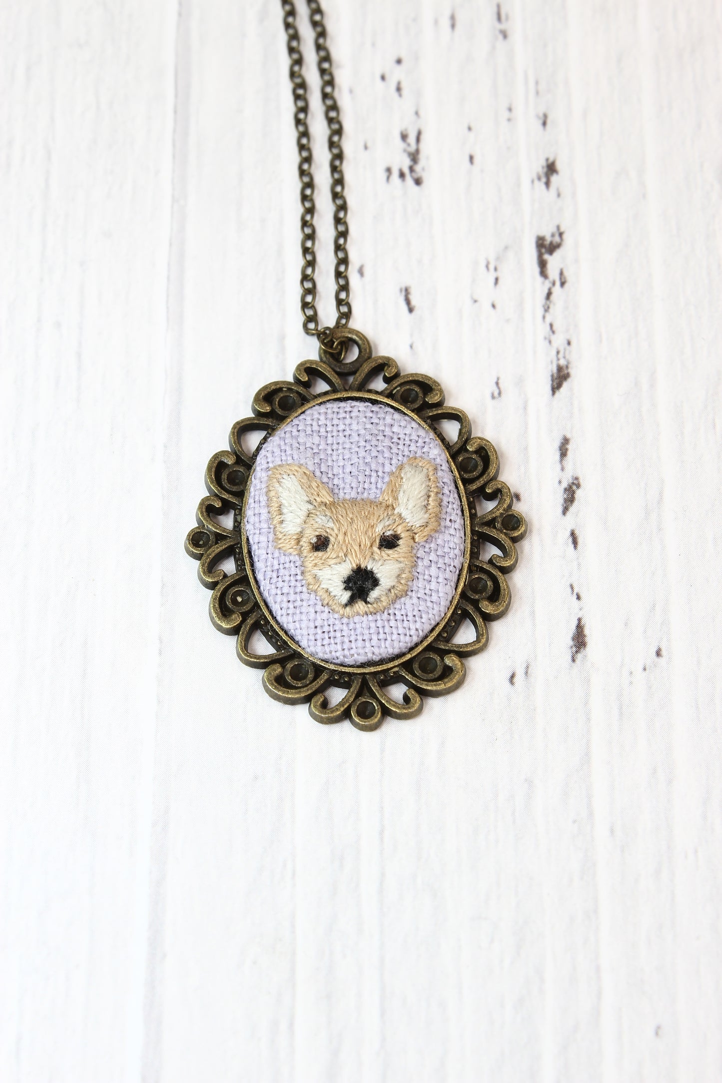 Embroidery Chihuahua Necklace #221C