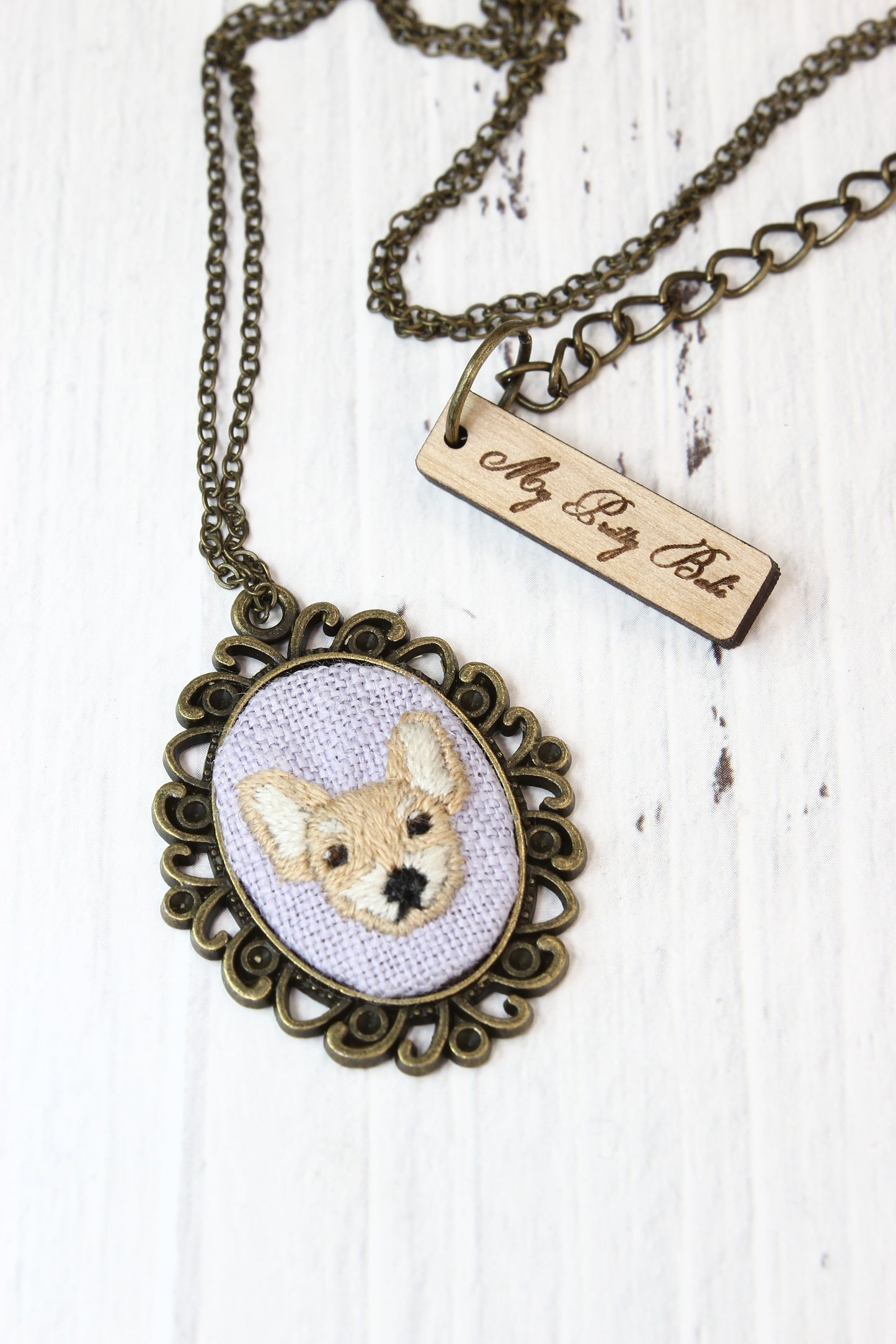 Embroidery Chihuahua Necklace #221C