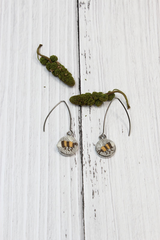 Embroidery Bee Wire Earrings