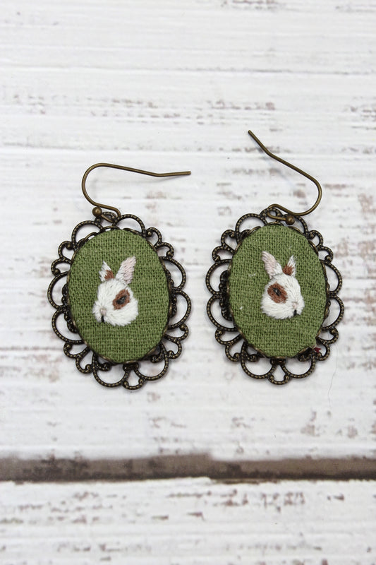 Embroidery Bunny Earrings