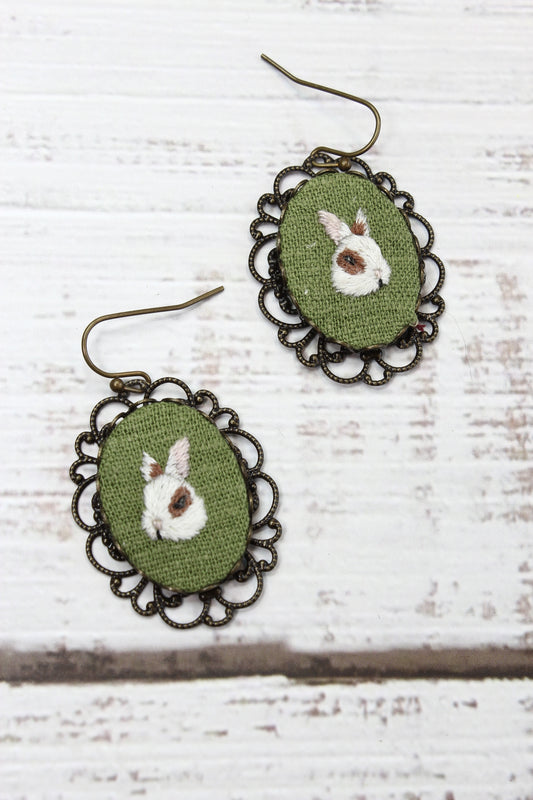 Embroidery Bunny Earrings