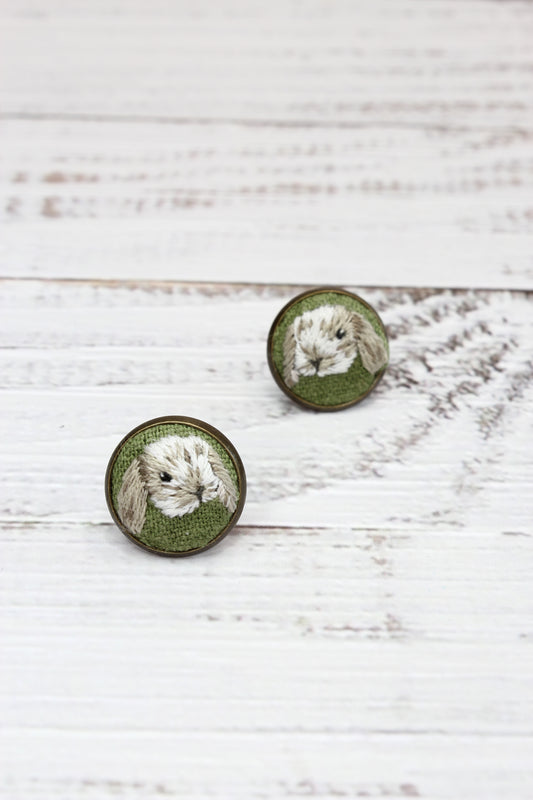 Embroidery Bunny Studs