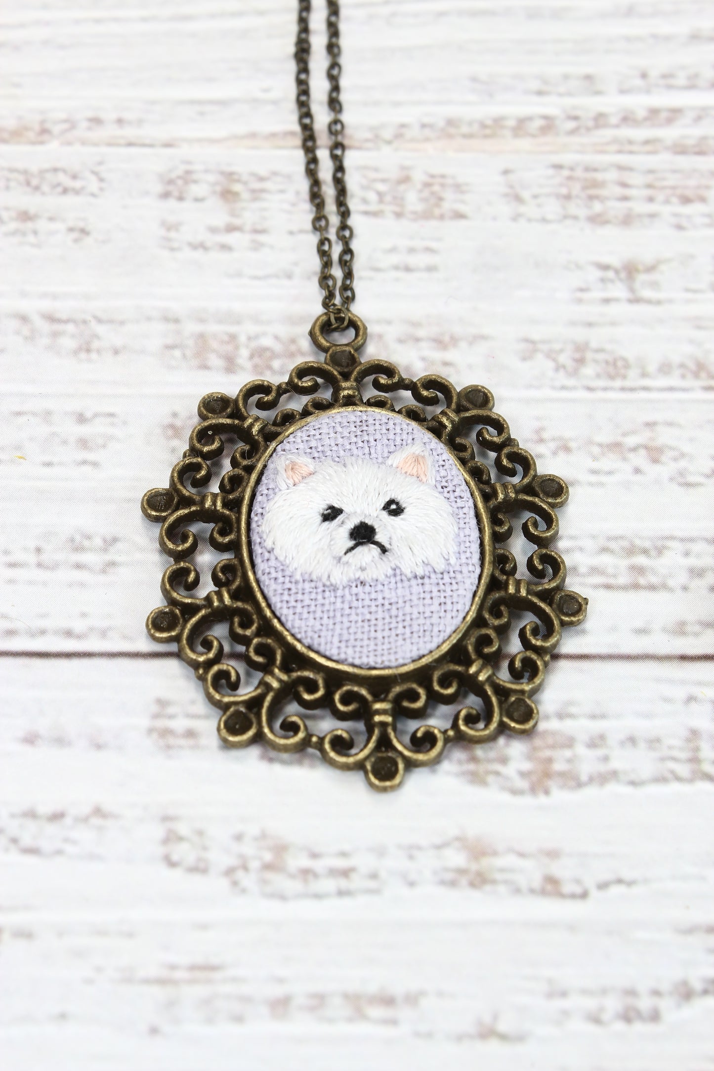 Embroidery Pomeranian Necklace