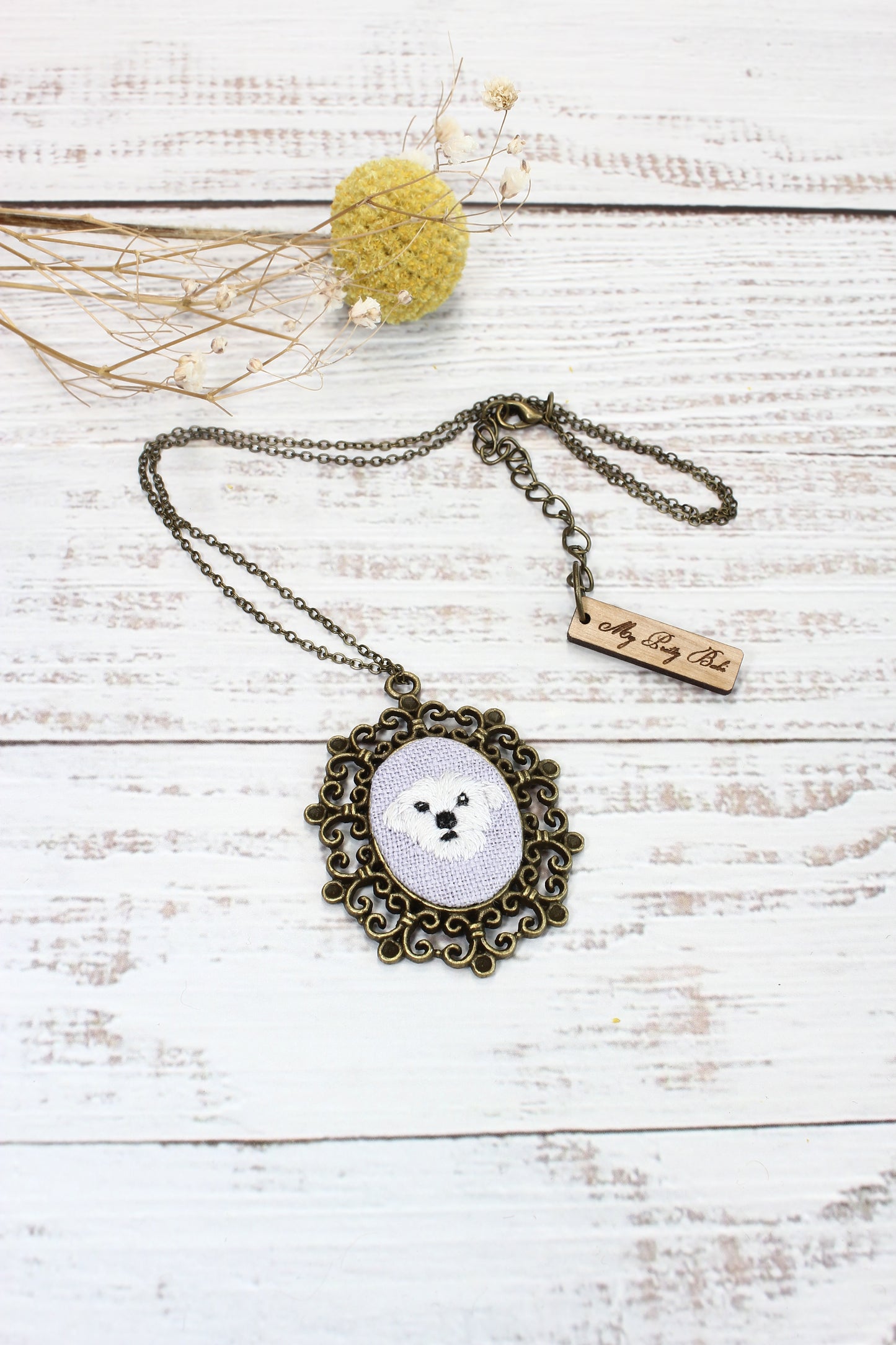 Embroidery Maltese Necklace