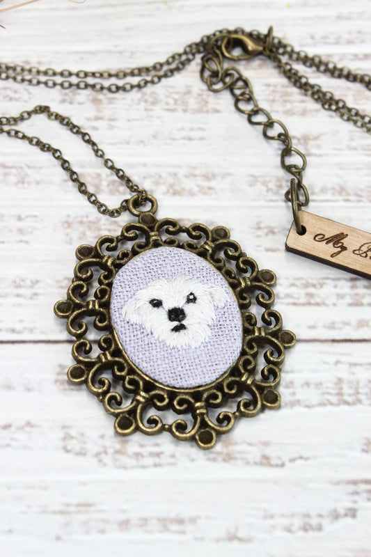 Embroidery Maltese Necklace