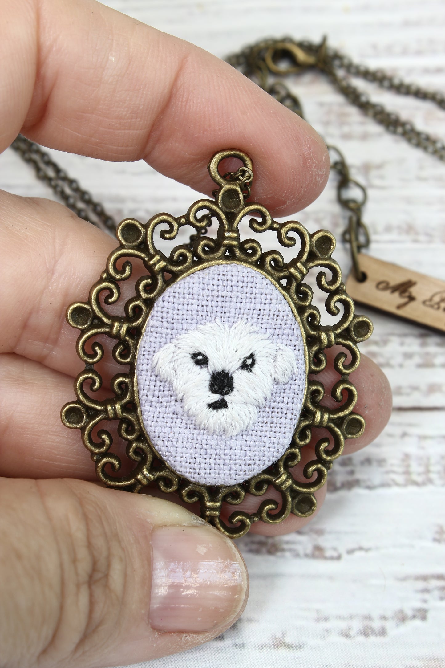 Embroidery Maltese Necklace