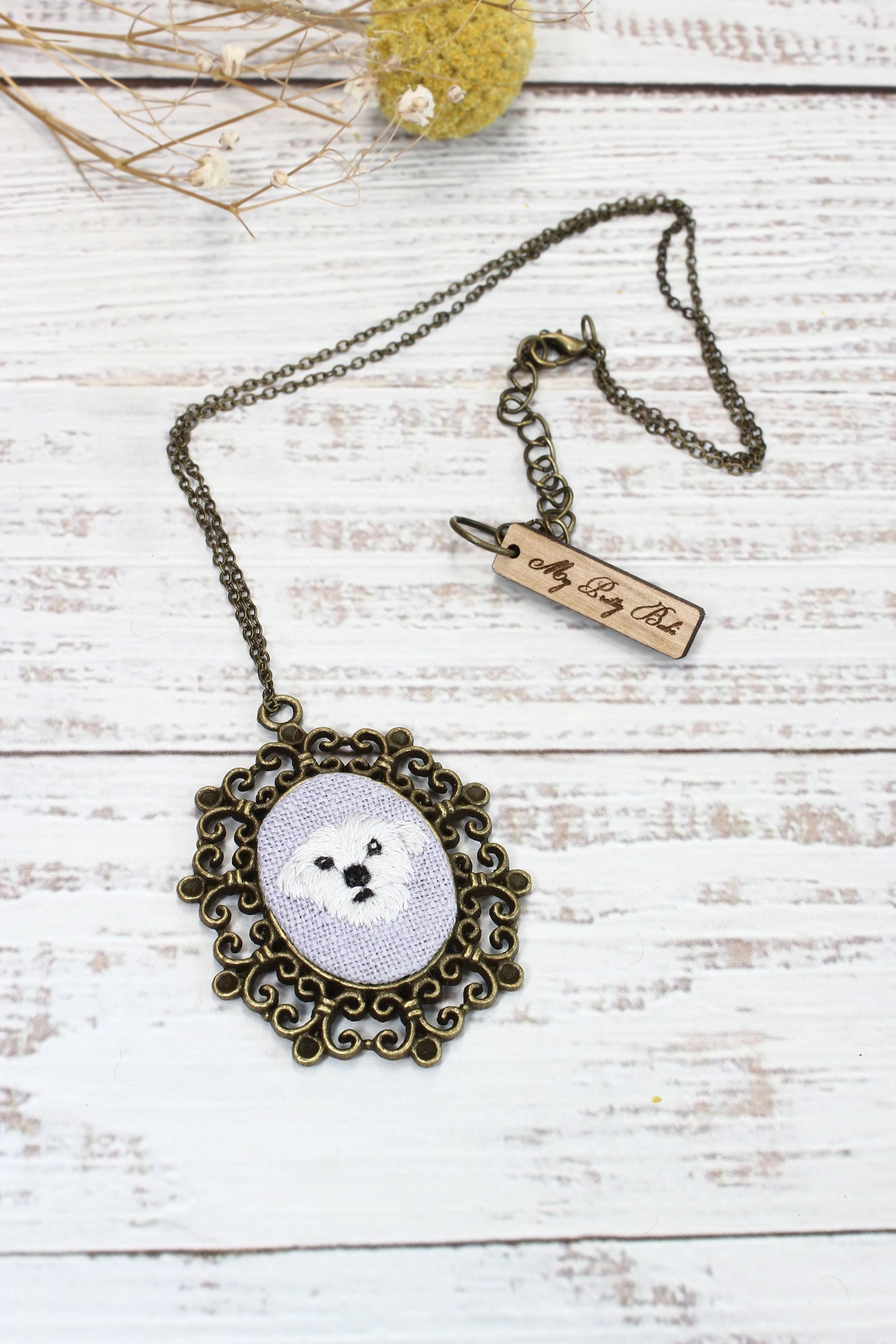 Embroidery Maltese Necklace