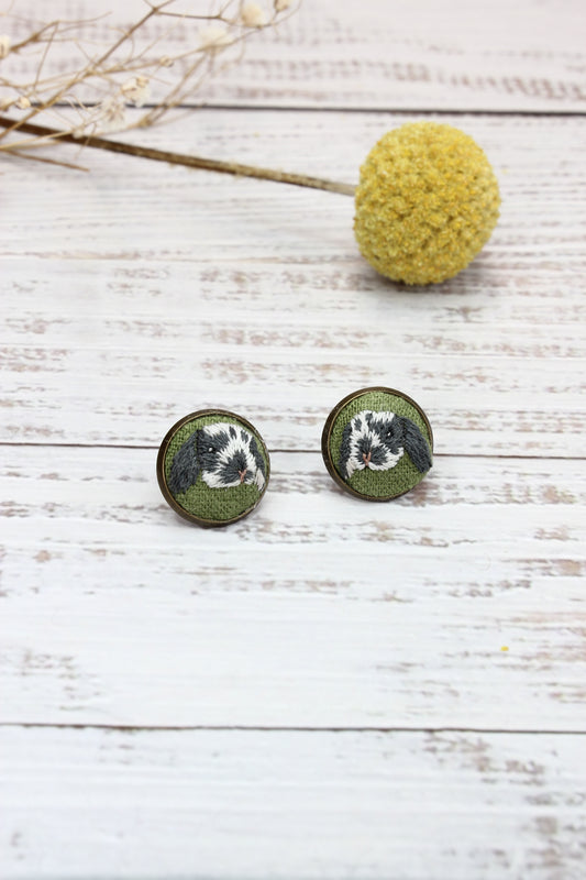 Embroidery Bunny Studs #2