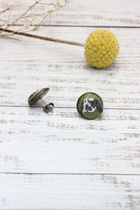 Embroidery Bunny Studs #2