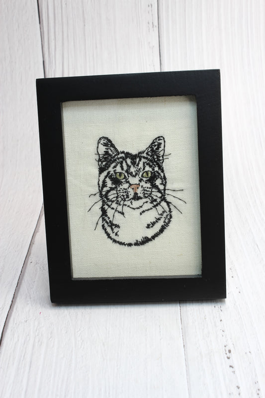 Embroidery Framed Tabby Cat