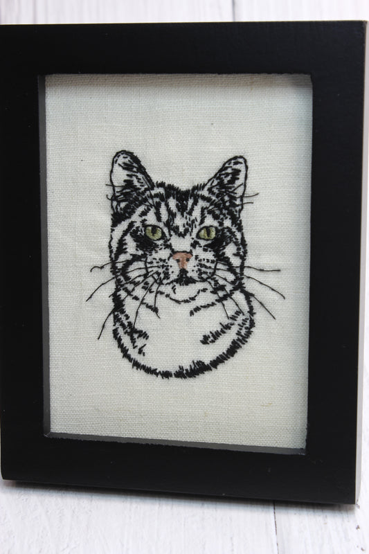 Embroidery Framed Tabby Cat