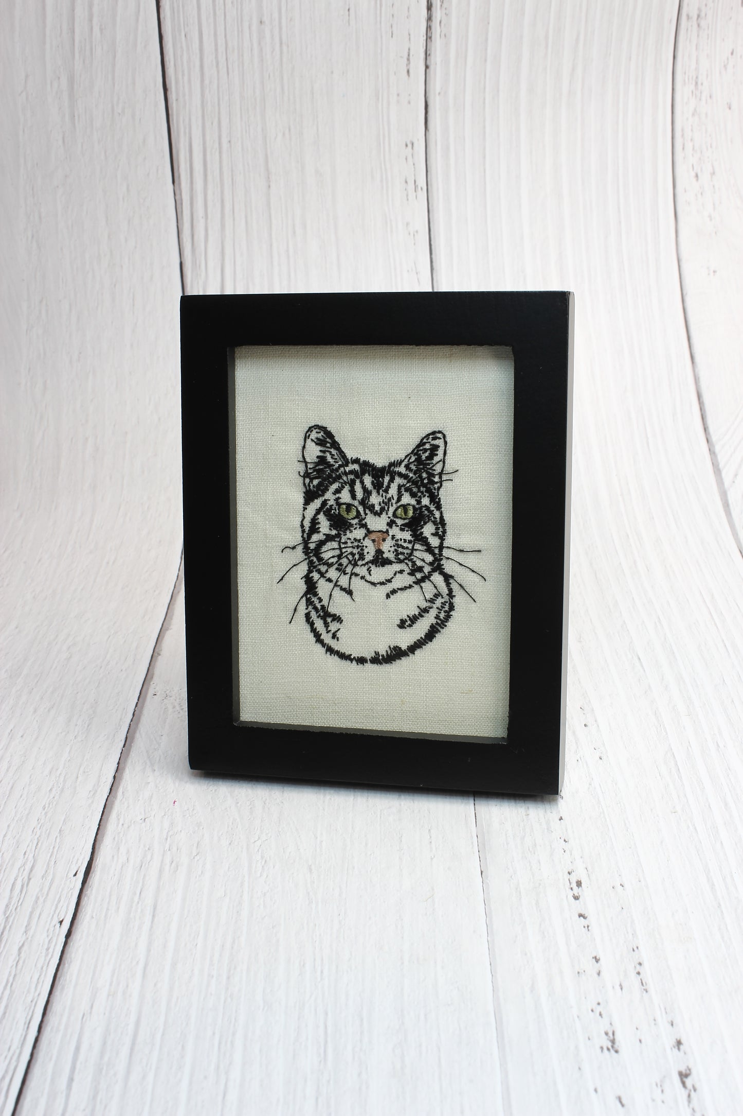 Embroidery Framed Tabby Cat