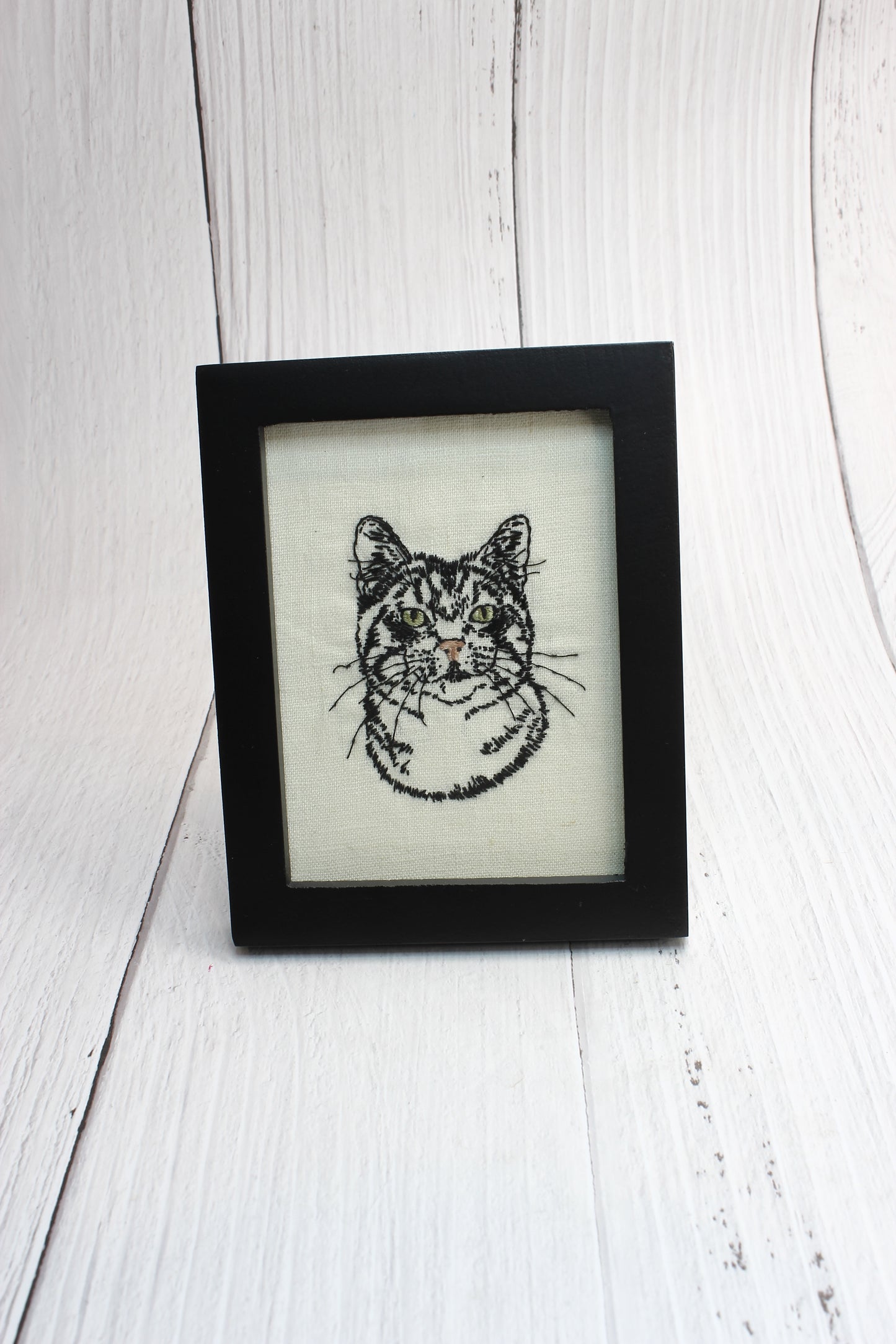 Embroidery Framed Tabby Cat