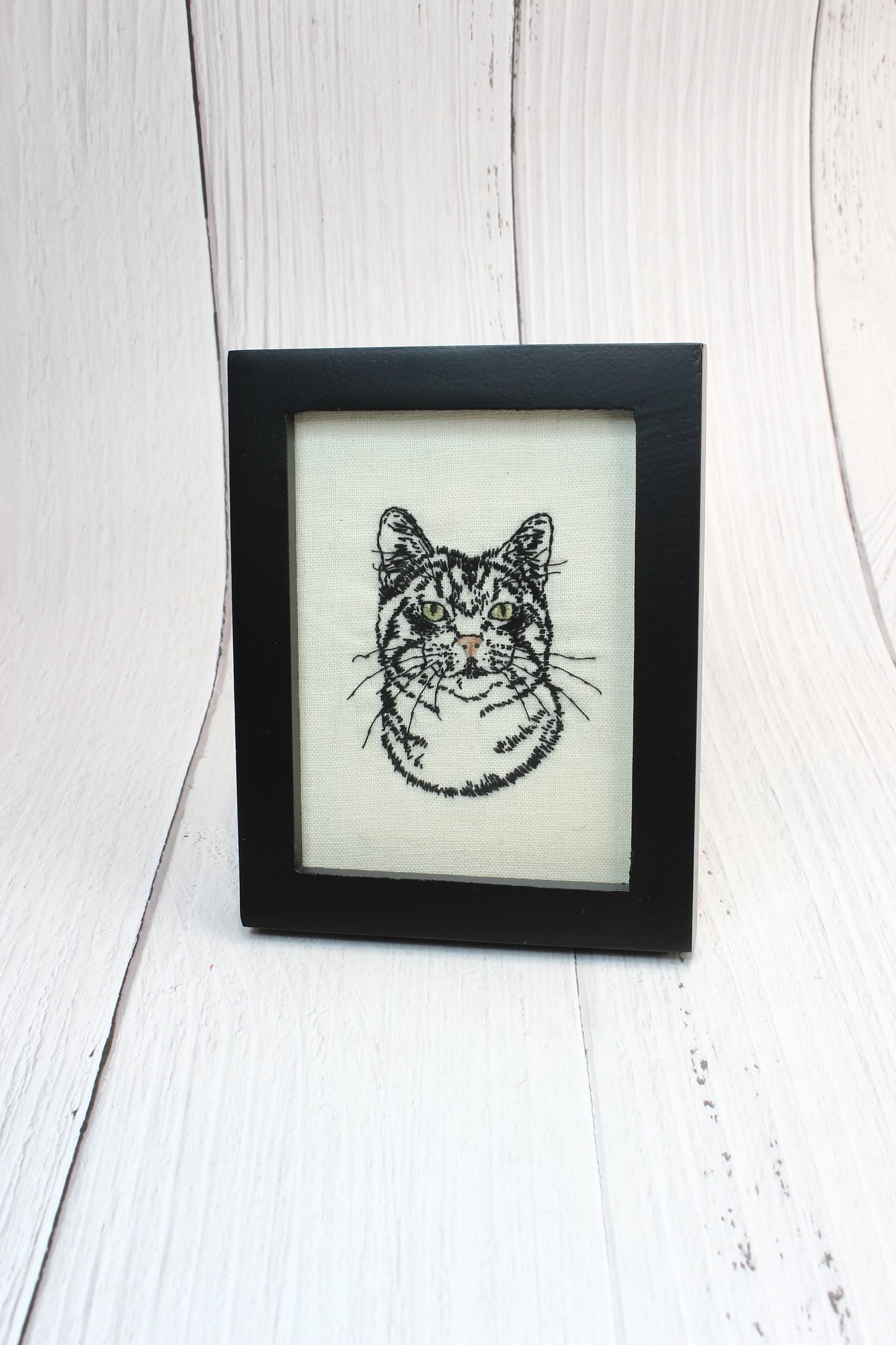 Embroidery Framed Tabby Cat