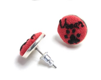 My Pretty Babi Embroidery Vegan Paws Studs Silver Earrings