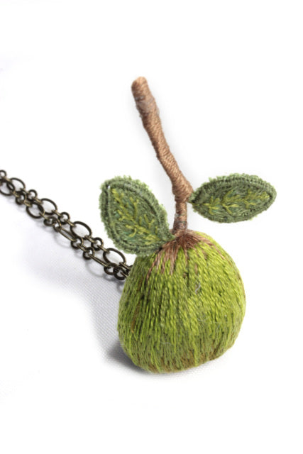 Embroidery Pear Necklace Stumpwork