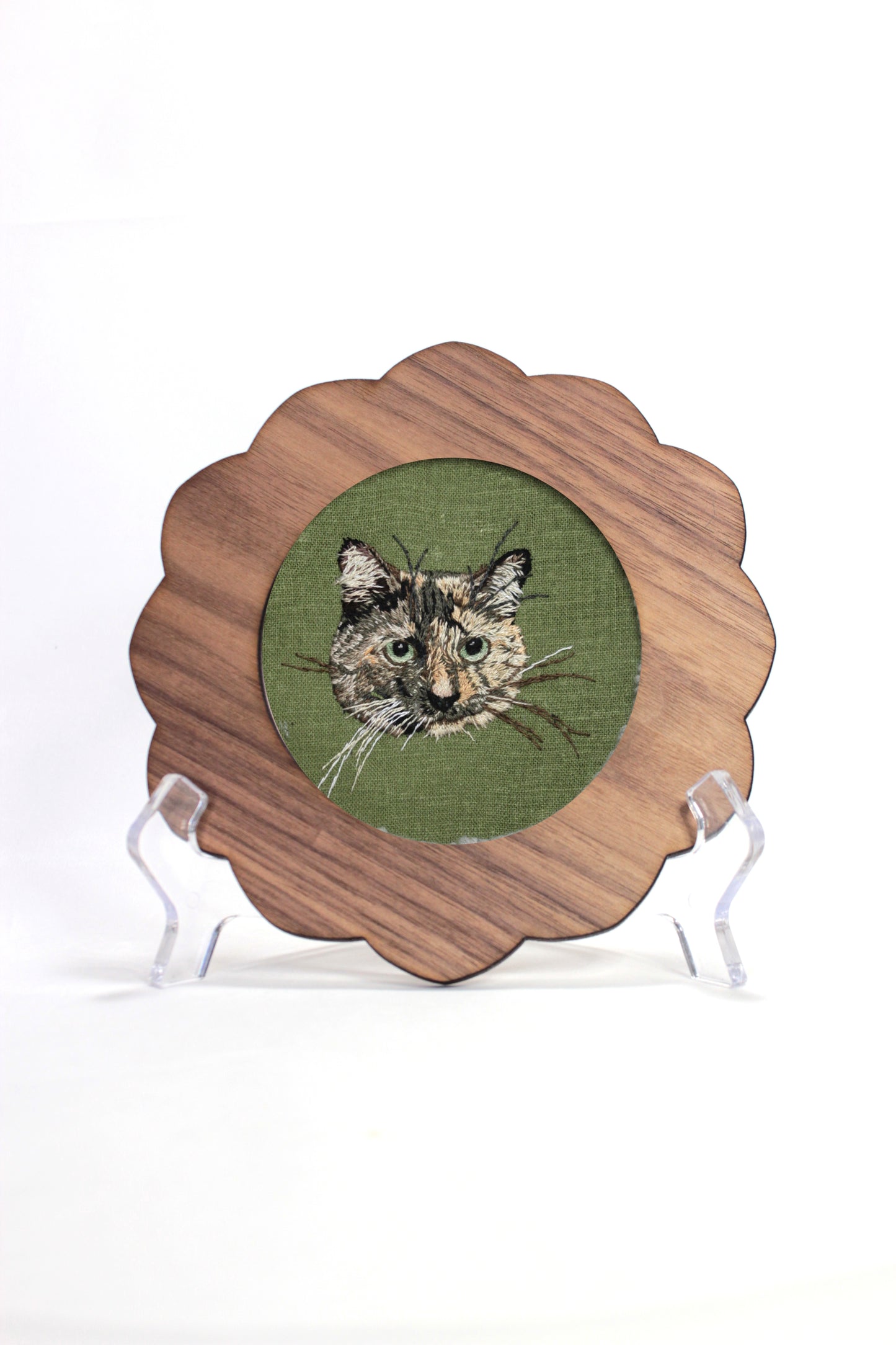 Custom Embroidery Pet Portrait Wood Frame
