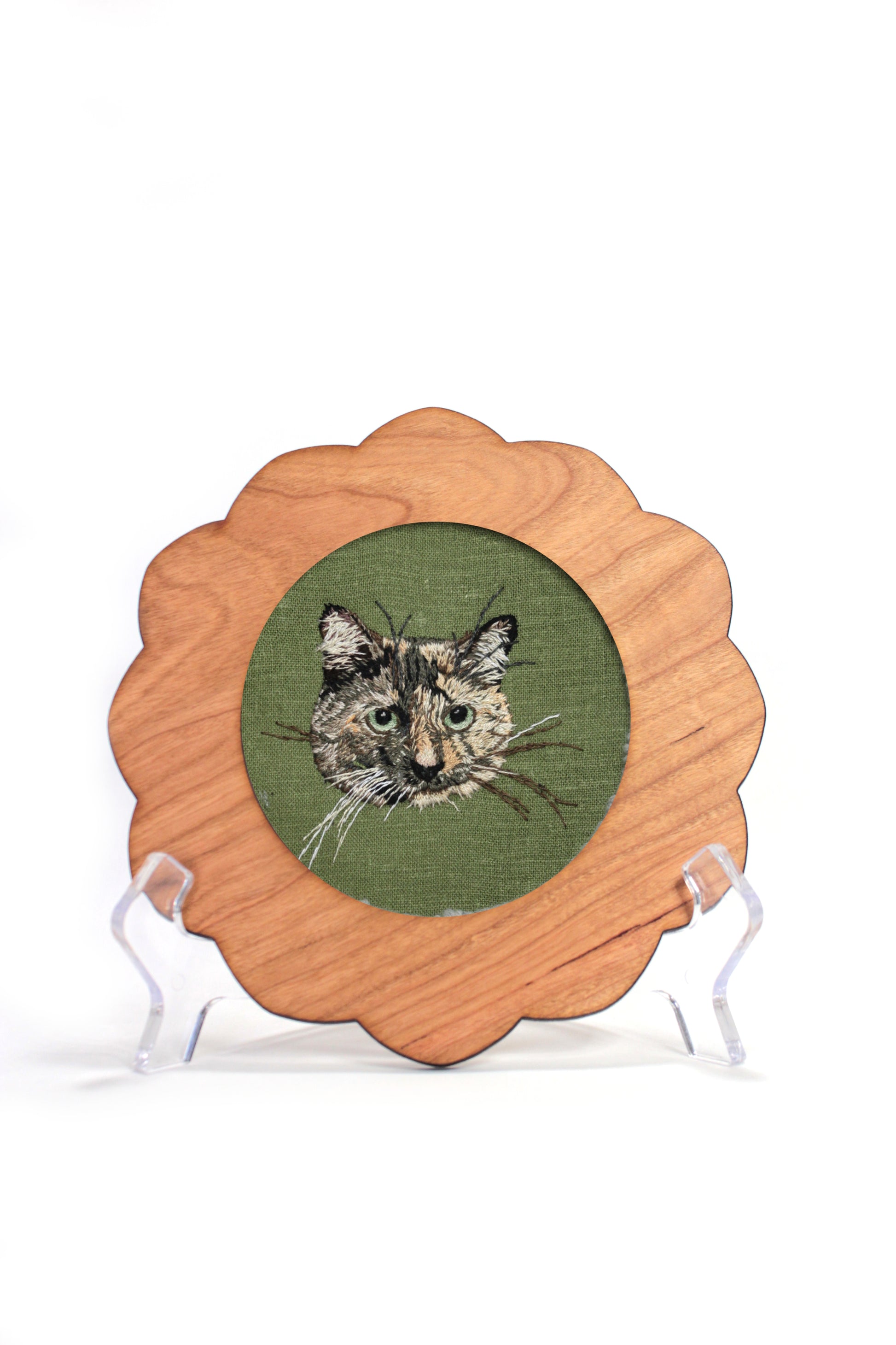 Custom Embroidery Pet Portrait Wood Frame