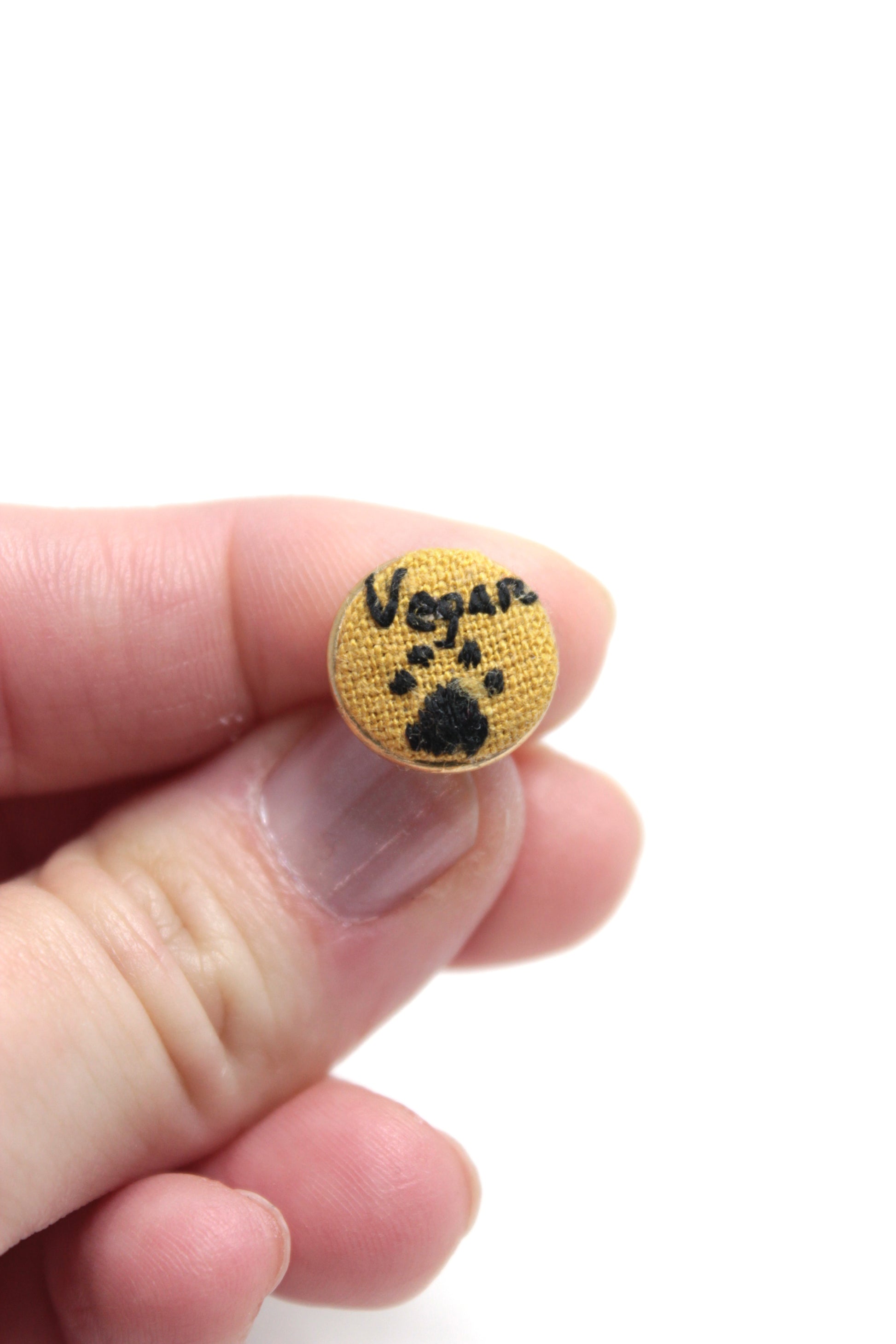 Embroidery Vegan Paw Print Earrings