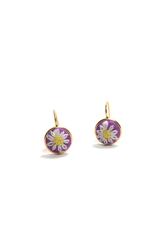 Embroidery Daisy Wire Earrings