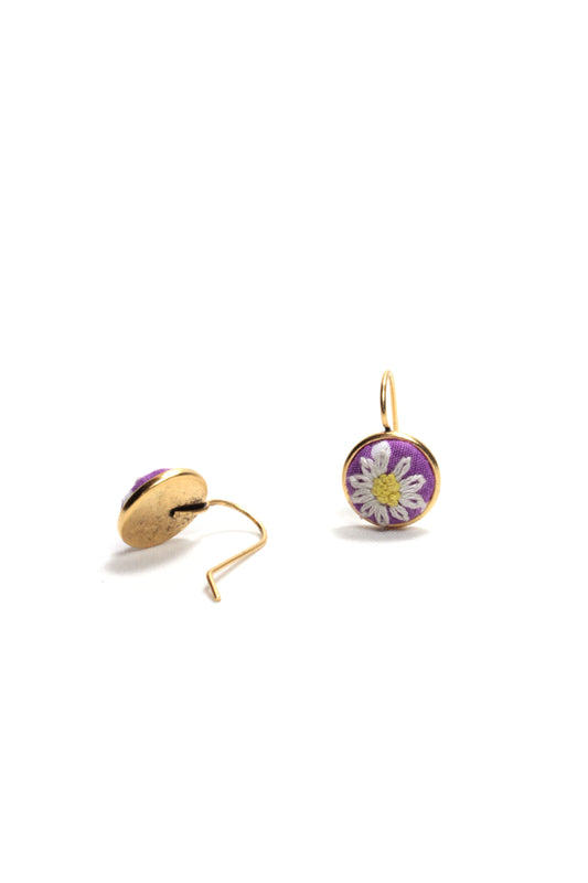 Embroidery Daisy Wire Earrings
