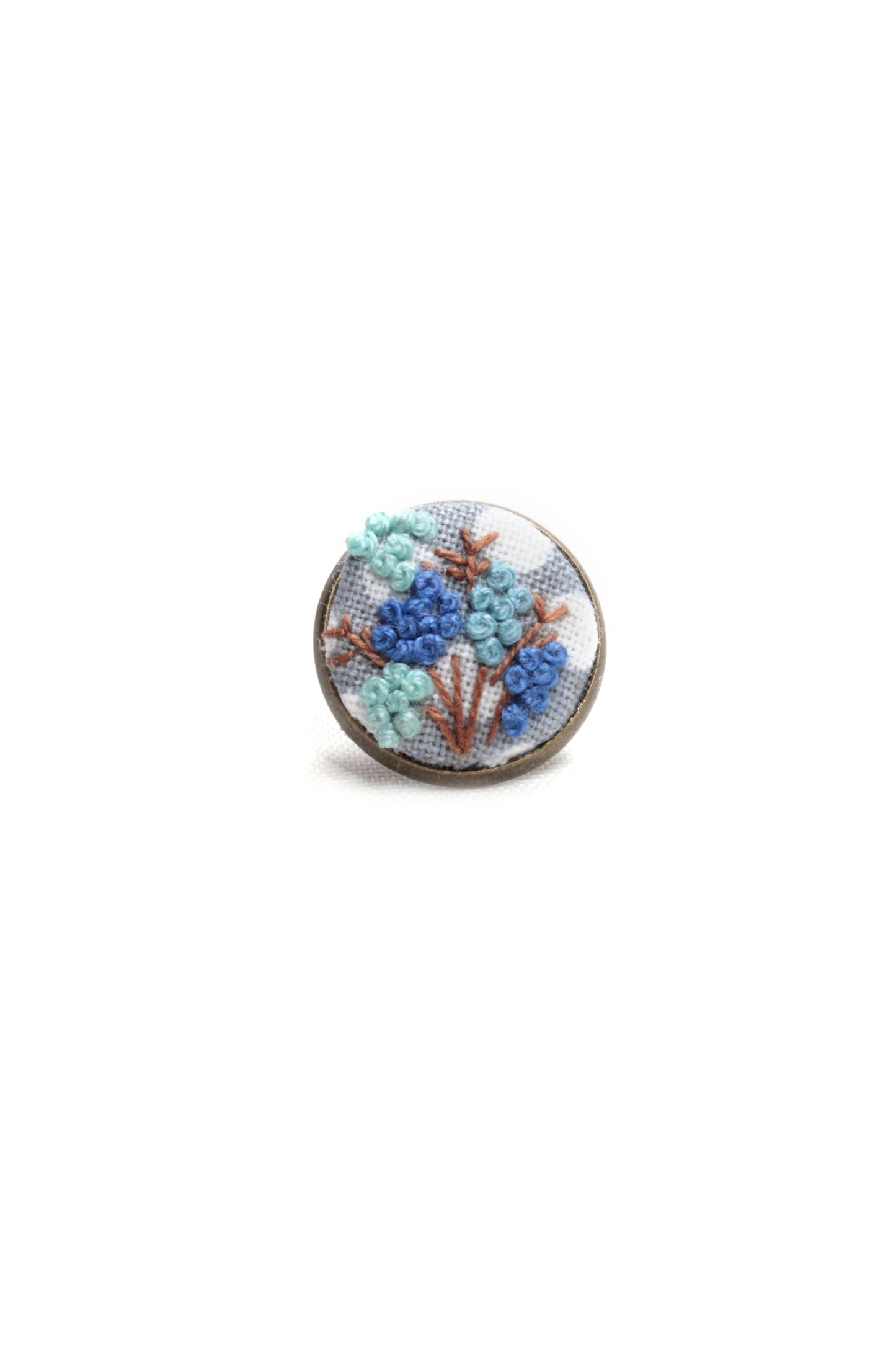Embroidery Blue Flowers Studs Earrings