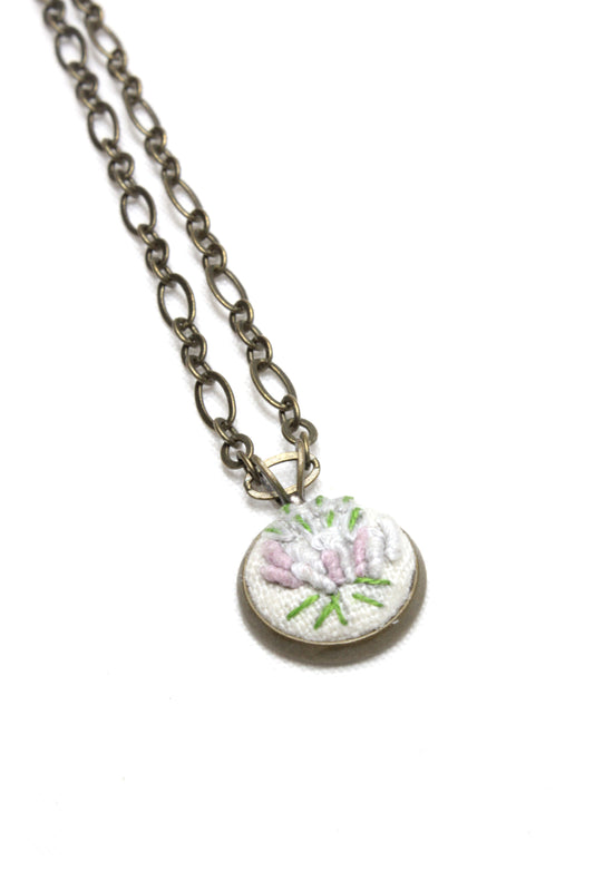 Embroidery Lilac Flower Necklace