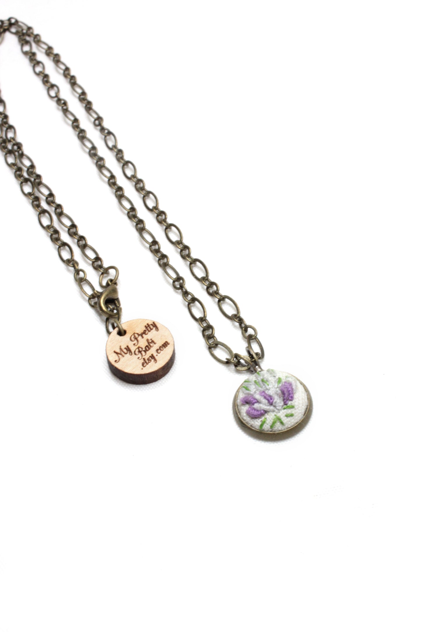 Embroidery Purple Flower Necklace