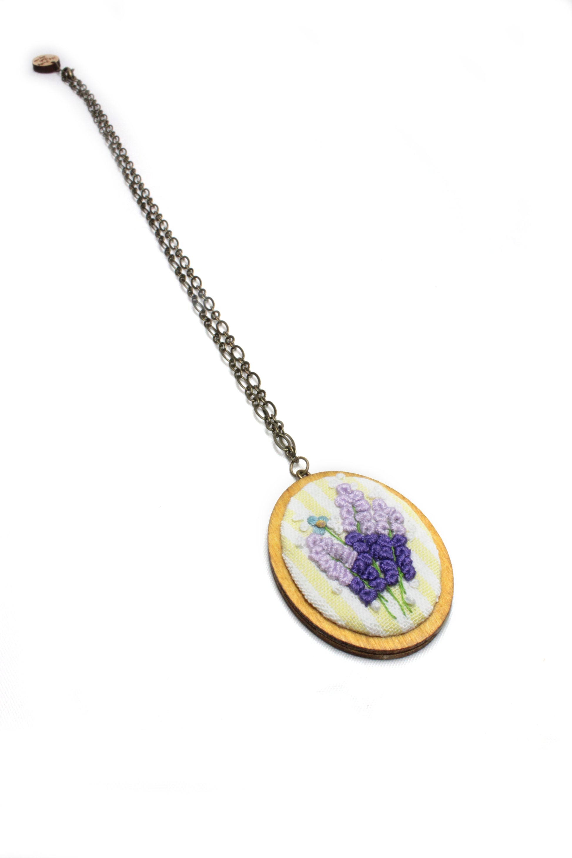 Embroidery Lavender Flower Necklace