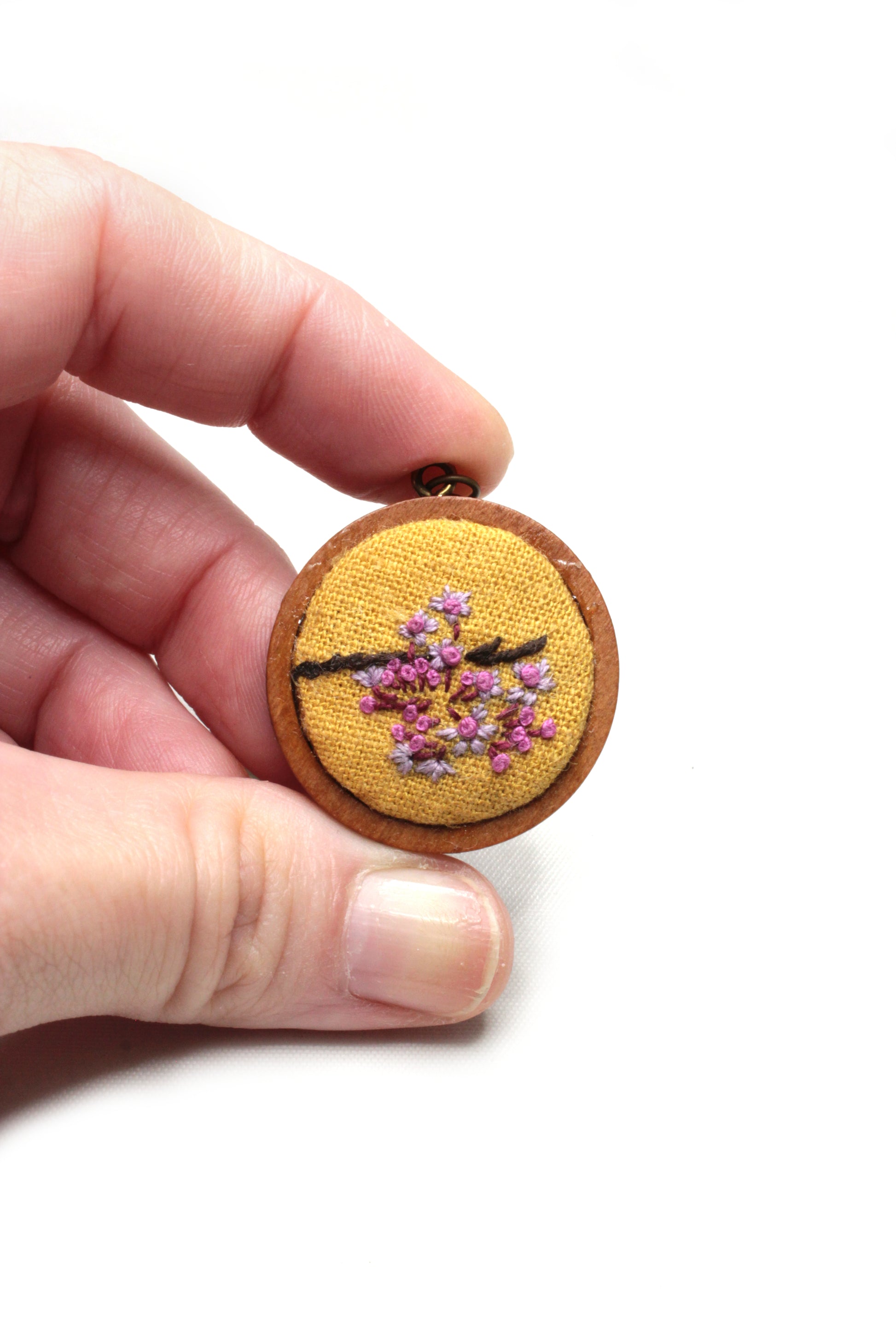 Embroidery Lilac & Pink Flowers Necklace